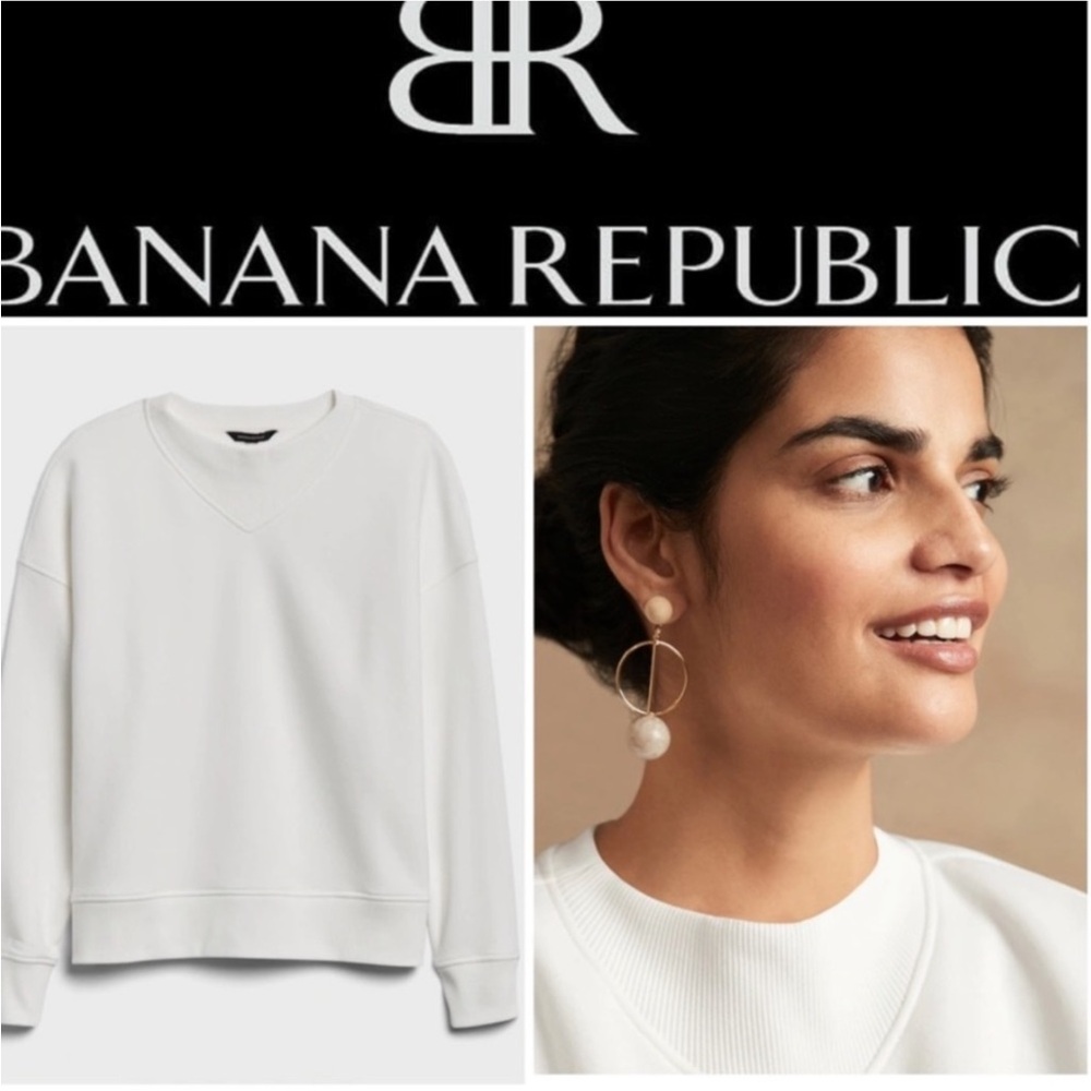 NWT BANANA REPUBLIC FLEECE - DOLMAN DROP SHOULDER W RIB NECK DETAIL MID WEIGHT - Picture 15 of 16